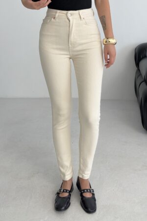 Beige Mom Jeans With High Waist Skinny Leg - Brand: XLove - Women & Kids, Baby Clothes Wholesale - Globality Store