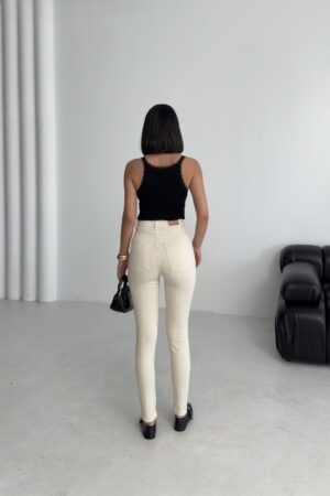 Beige Mom Jeans With High Waist Skinny Leg - Brand: XLove - Women & Kids, Baby Clothes Wholesale - Globality Store