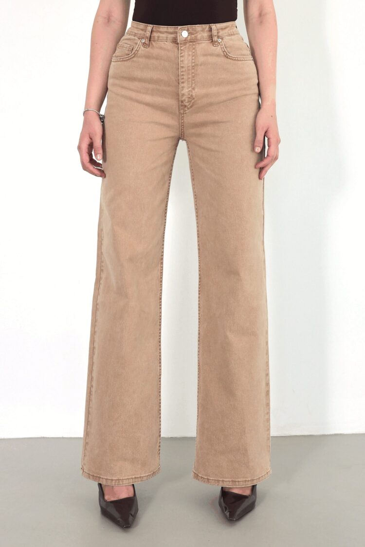 Beige Jeans High Waist Wide Leg Mom Fit - Brand: LACARINO - Women & Kids, Baby Clothes Wholesale - Globality Store