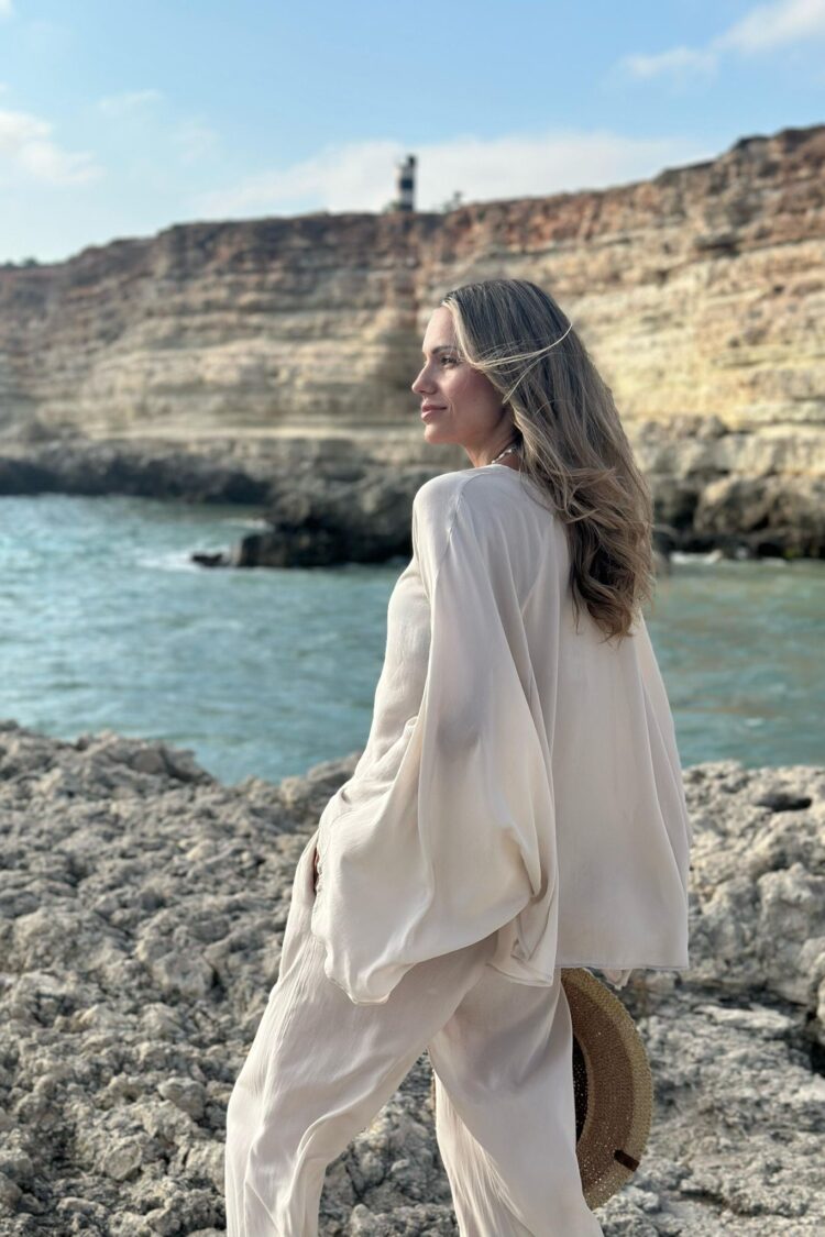 Beige Shirt - Modest Oversized Long Sleeve Buttoned