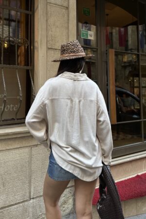 Beige Oversized Casual Polo Neck Shirt - Brand: XLove - Women & Kids, Baby Clothes Wholesale - Globality Store