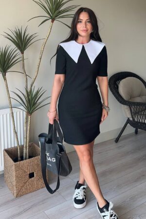 Black Sheath Dress With Half Sleeves And Round Neck - Brand: Fiori - Women & Kids, Baby Clothes Wholesale - Globality Store