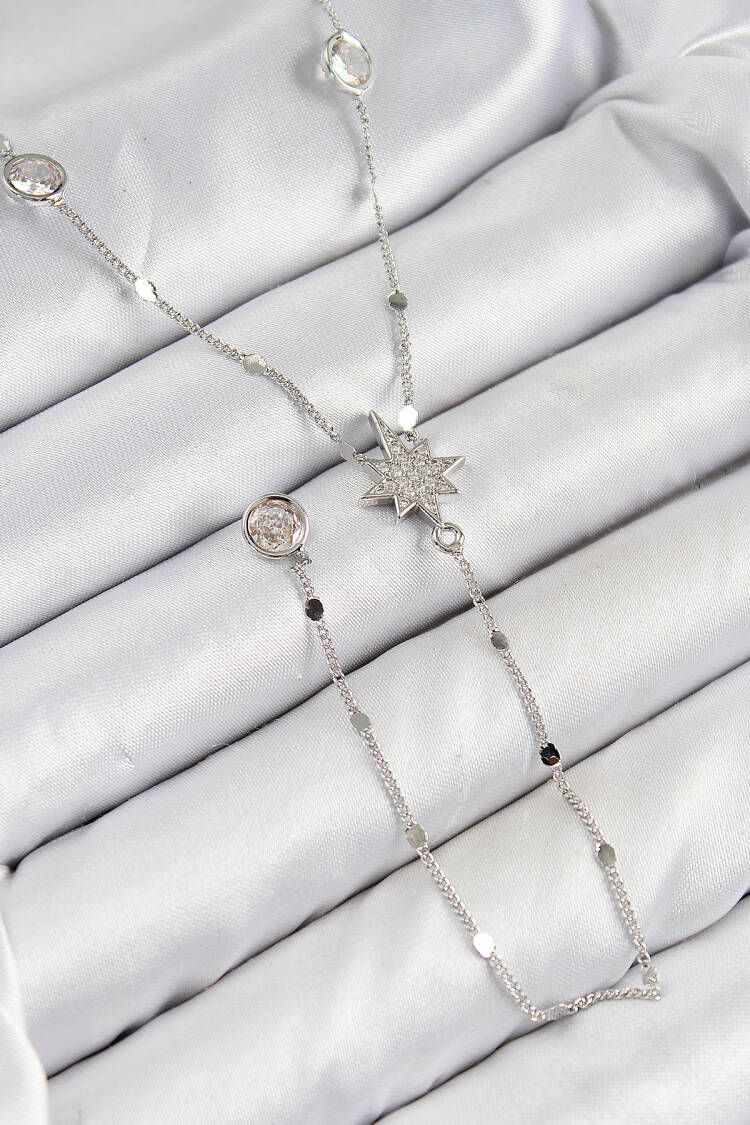 Brass Zircon Stone Pole Star Pattern Silver Color Y Pendant - Brand: Ebijuteri - Women & Kids, Baby Clothes Wholesale - Globality Store