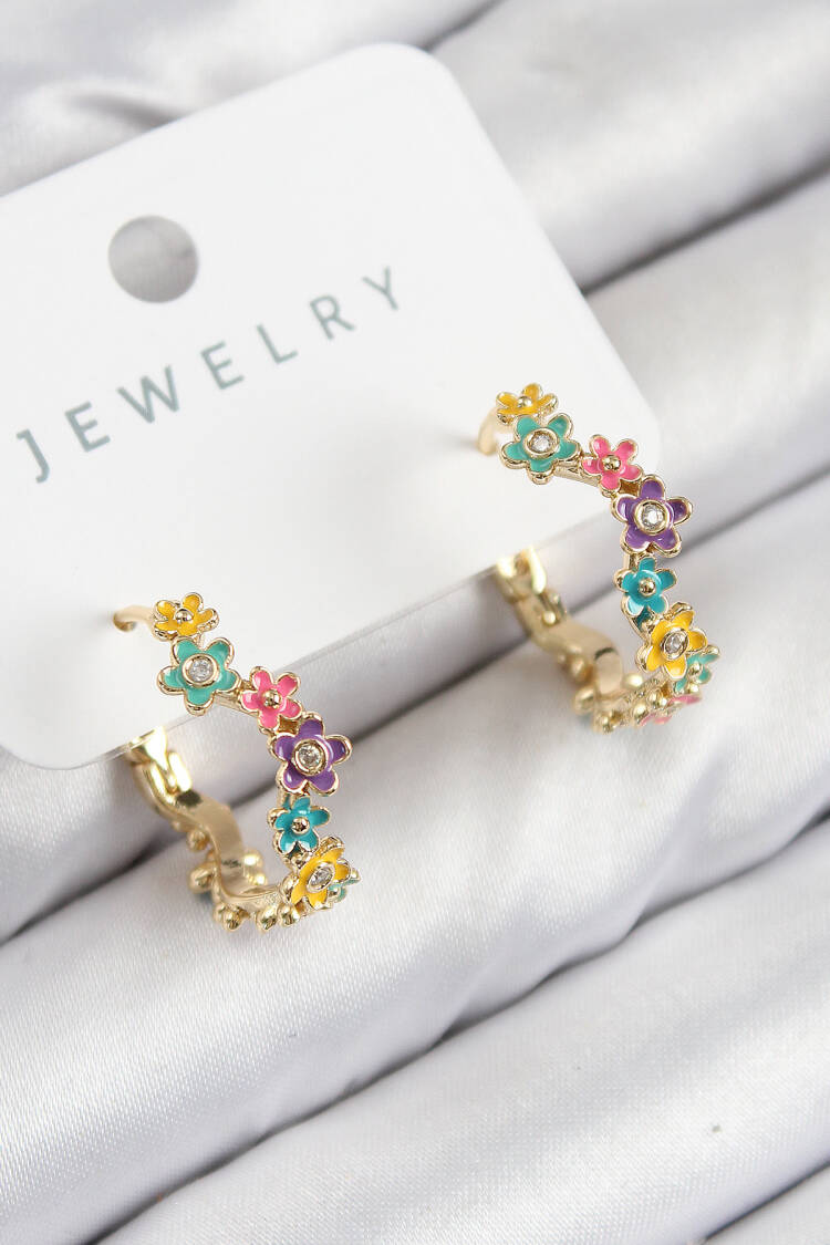 Brass Color Daisy Model Gold Color Women's Earrings - Brand: Ebijuteri - Women & Kids, Baby Clothes Wholesale - Globality Store