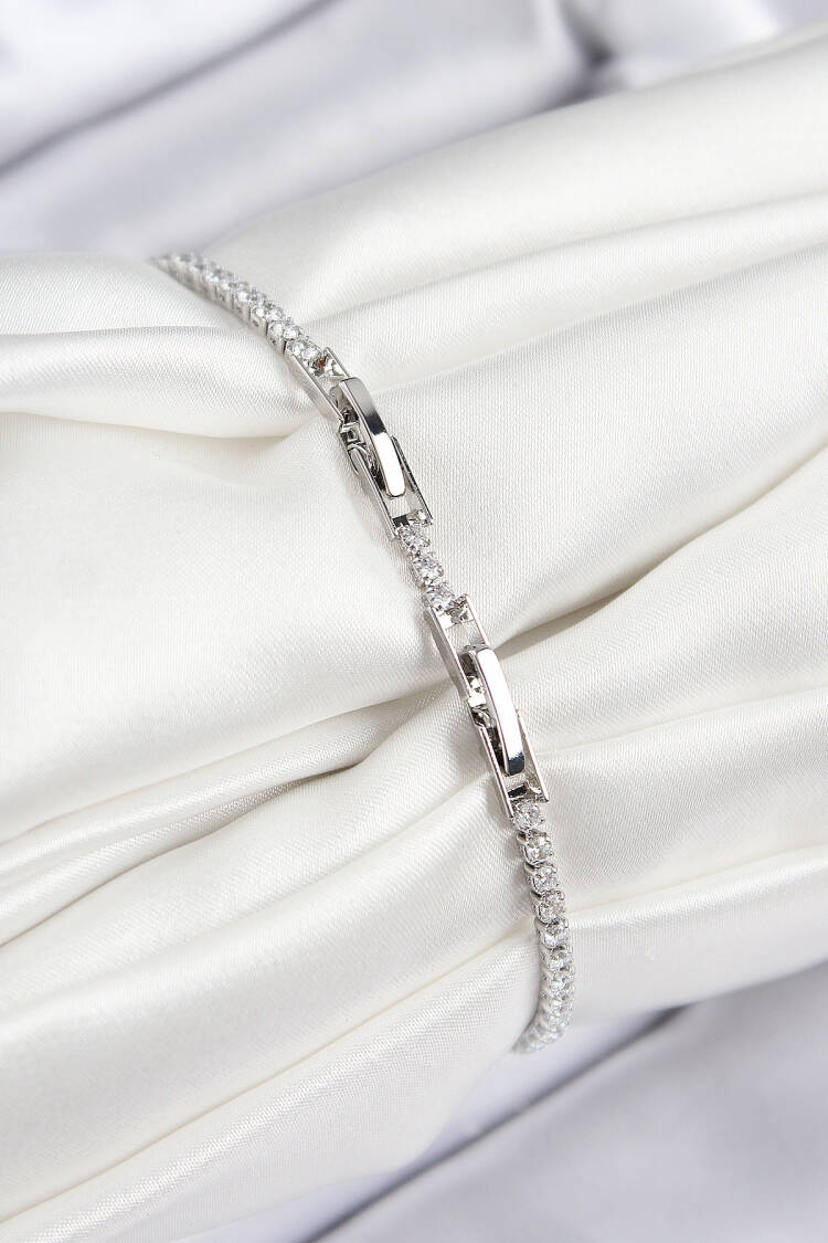 Brass Zircon Stone Evil Eye Model Silver Color Women's Bracelet