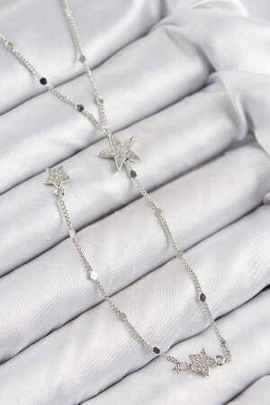Brass Zircon Stone Star Pattern Silver Color Y Necklace - Brand: Ebijuteri - Women & Kids, Baby Clothes Wholesale - Globality Store