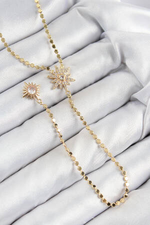 Brass Zircon Stone Crush Chain Pole Star Model Gold Color Y Necklace - Brand: Ebijuteri - Women & Kids, Baby Clothes Wholesale - Globality Store
