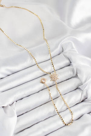 Brass Zircon Stone Crush Chain Pole Star Model Gold Color Y Necklace - Brand: Ebijuteri - Women & Kids, Baby Clothes Wholesale - Globality Store