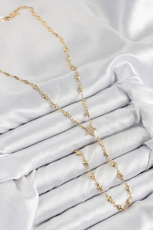 Brass Zircon Stone Star Pattern Gold Color Y Necklace - Brand: Ebijuteri - Women & Kids, Baby Clothes Wholesale - Globality Store
