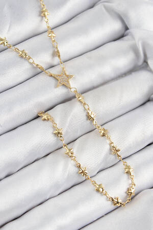 Brass Zircon Stone Star Pattern Gold Color Y Necklace - Brand: Ebijuteri - Women & Kids, Baby Clothes Wholesale - Globality Store