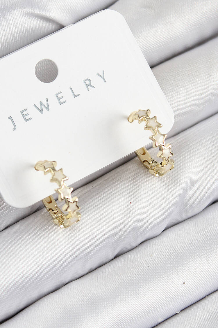 Brass Zircon Stone Star Pattern Gold Color Women's Earrings - Brand: Ebijuteri - Women & Kids, Baby Clothes Wholesale - Globality Store