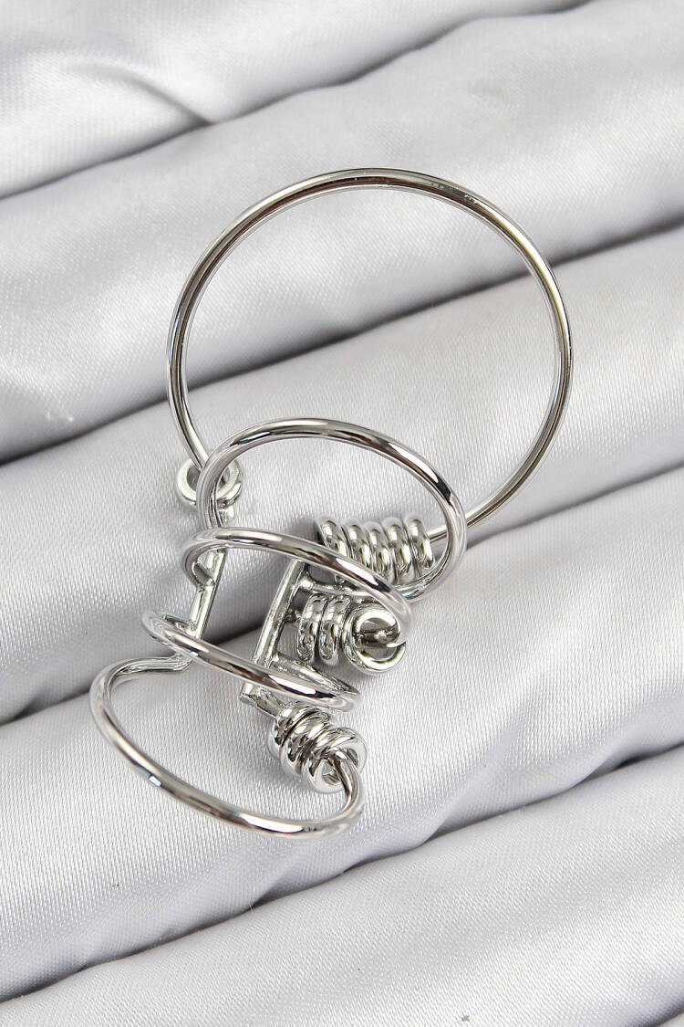 Pattern Silver Color Cartilage Earrings With Brass Ring - Brand: Ebijuteri - Women & Kids, Baby Clothes Wholesale - Globality Store