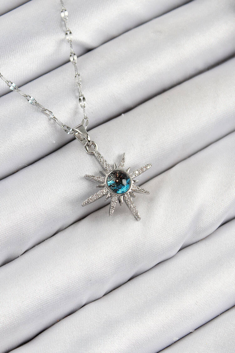 316l Steel Zircon Stone Pole Star Model Silver Color Women Necklace - Brand: Ebijuteri - Women & Kids, Baby Clothes Wholesale - Globality Store