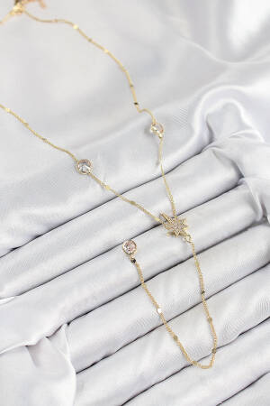 Brass Zircon Stone Pole Star Model Gold Color Y Necklace - Brand: Ebijuteri - Women & Kids, Baby Clothes Wholesale - Globality Store