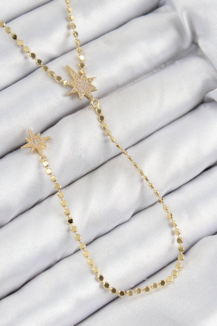 Brass Zircon Stone Crush Chain Pole Star Model Gold Color Y Necklace - Brand: Ebijuteri - Women & Kids, Baby Clothes Wholesale - Globality Store