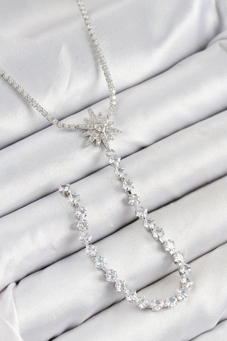 Brass Zircon Stone Pole Star Model Gold Color Y Necklace - Brand: Ebijuteri - Women & Kids, Baby Clothes Wholesale - Globality Store