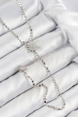 Brass Zircon Stone Crush Chain Pole Star Model Silver Color Y Necklace - Brand: Ebijuteri - Women & Kids, Baby Clothes Wholesale - Globality Store
