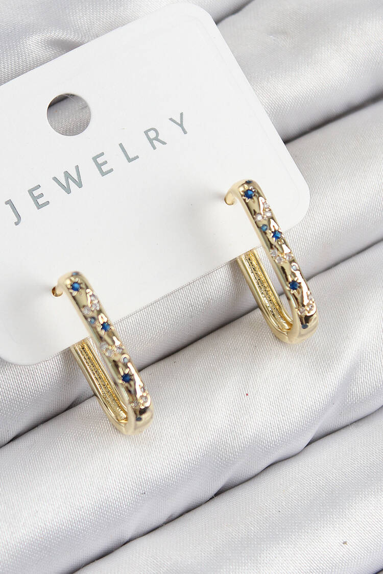Brass Zircon Stone Flower Pattern Pattern Gold Color Women's Earrings - Brand: Ebijuteri - Women & Kids, Baby Clothes Wholesale - Globality Store