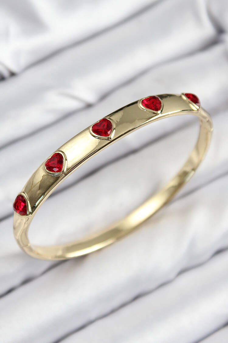 Red Heart Model Gold Color Women Clamp With Brass Zircon Stone - Brand: Ebijuteri - Women & Kids, Baby Clothes Wholesale - Globality Store