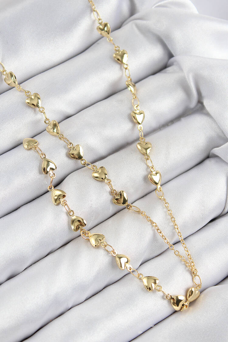 Brass Zircon Stone Heart Model Gold Color Y Necklace - Brand: Ebijuteri - Women & Kids, Baby Clothes Wholesale - Globality Store
