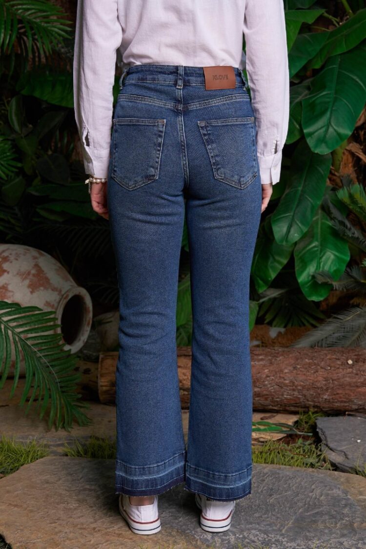 Blue Mom Jeans High Waist Cropped Straight Leg