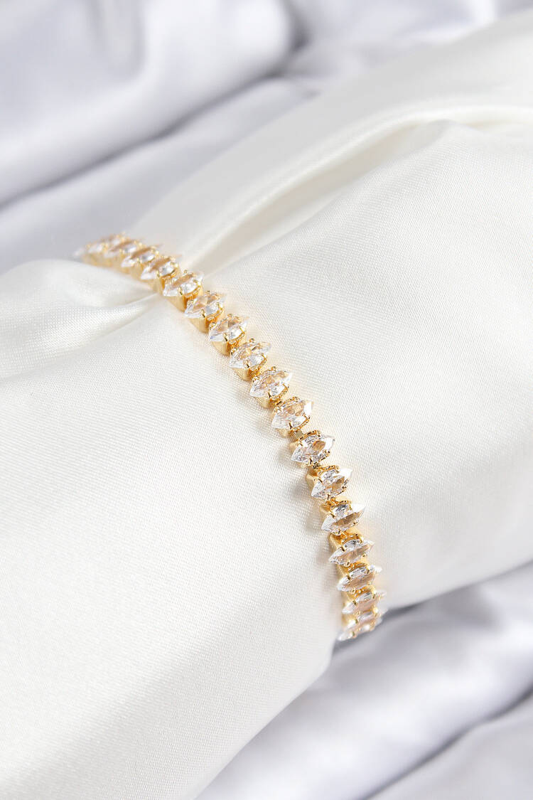 Brass Zircon Stone Drop Model Gold Color Elevator Women Bracelet - Brand: Ebijuteri - Women & Kids, Baby Clothes Wholesale - Globality Store