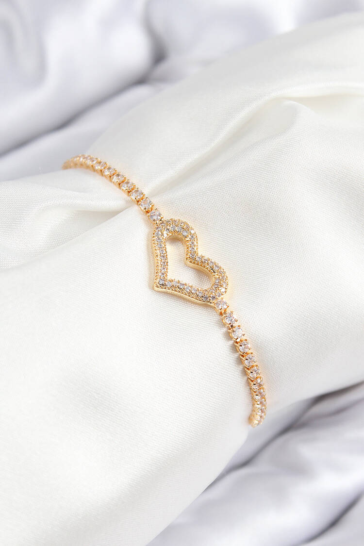 Brass Zircon Stone Heart Model Silver Color Elevator Women Bracelet - Brand: Ebijuteri - Women & Kids, Baby Clothes Wholesale - Globality Store