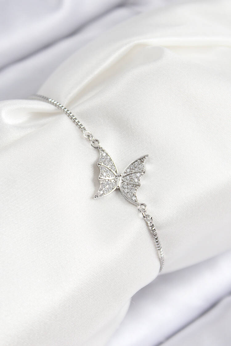 Brass Zircon Stone Butterfly Model Silver Color Elevator Women Bracelet - Brand: Ebijuteri - Women & Kids, Baby Clothes Wholesale - Globality Store