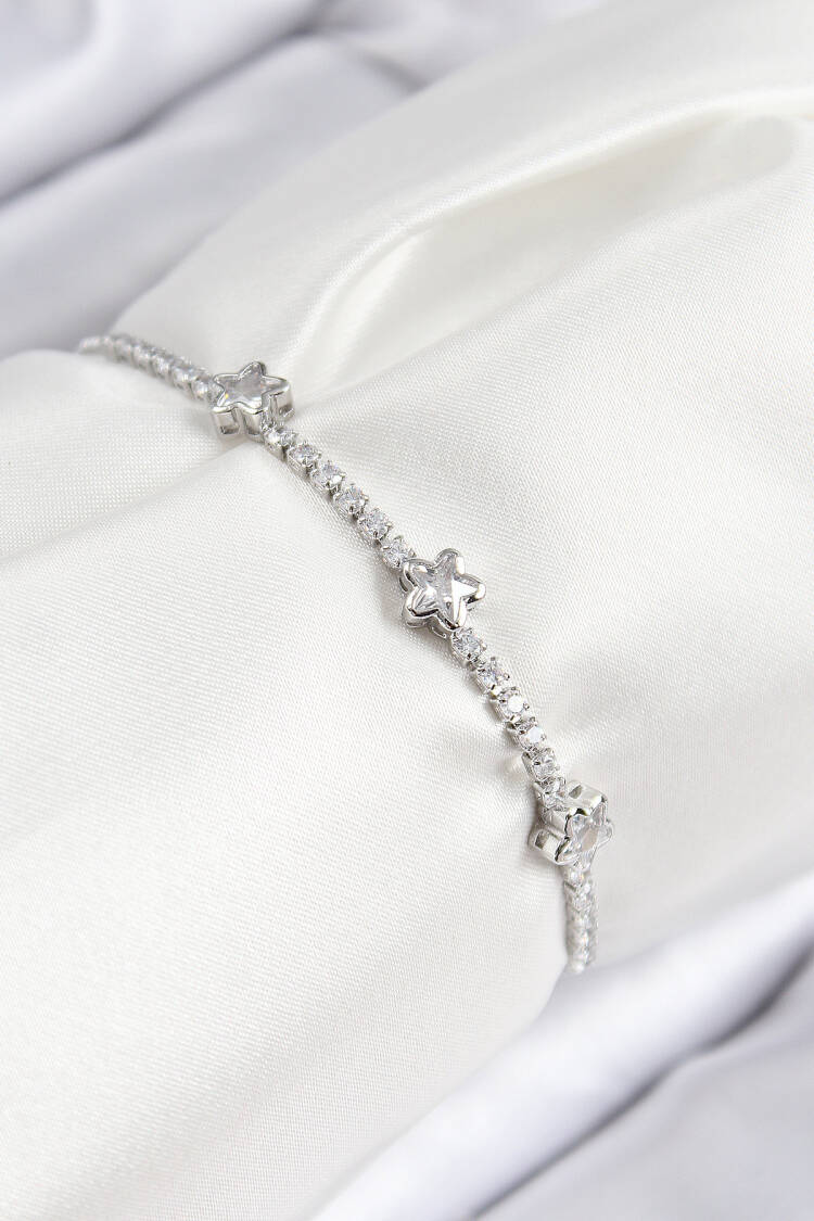 Brass Zircon Stone Star Model Silver Color Elevator Women Bracelet - Brand: Ebijuteri - Women & Kids, Baby Clothes Wholesale - Globality Store