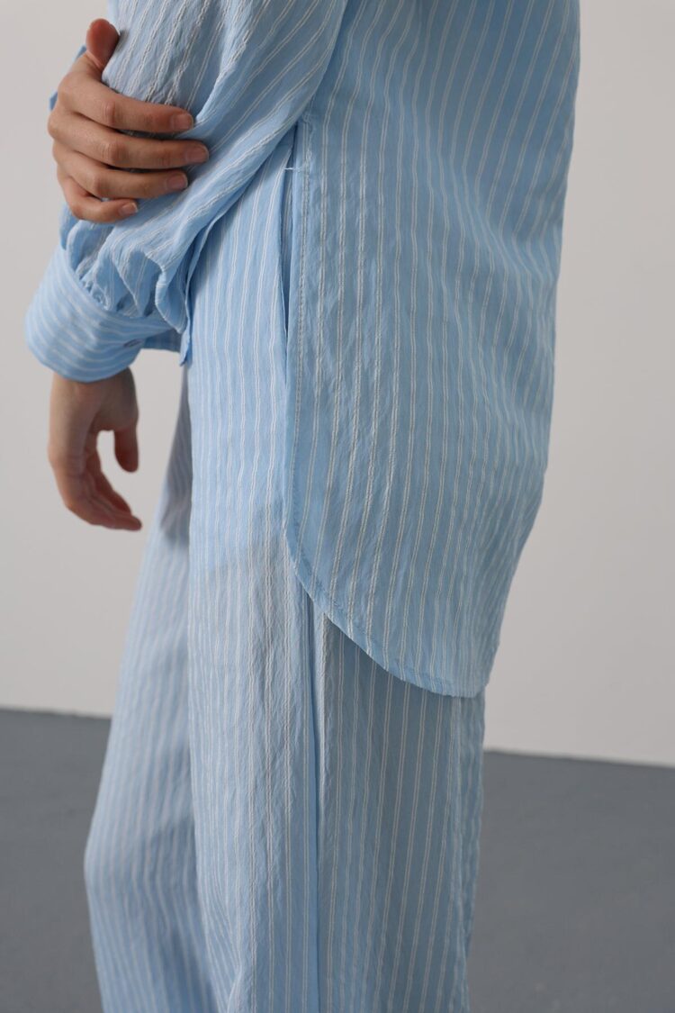 Casual Elegant Striped Buttoned Set
