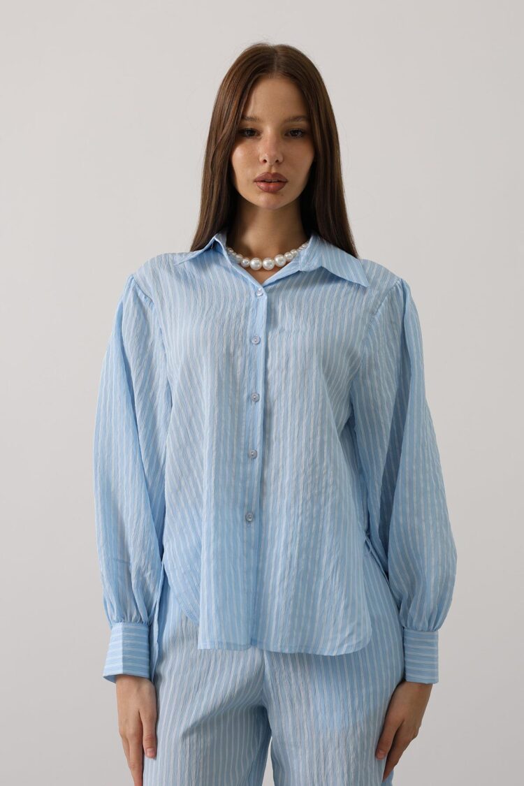 Casual Elegant Striped Buttoned Set
