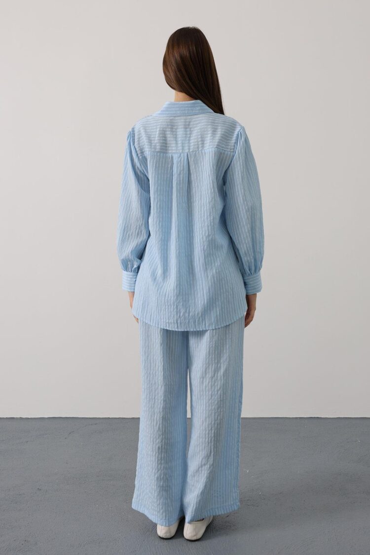 Casual Elegant Striped Buttoned Set