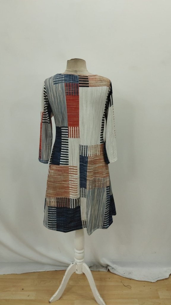 Beige Casual A-Line Dress With V-Neck