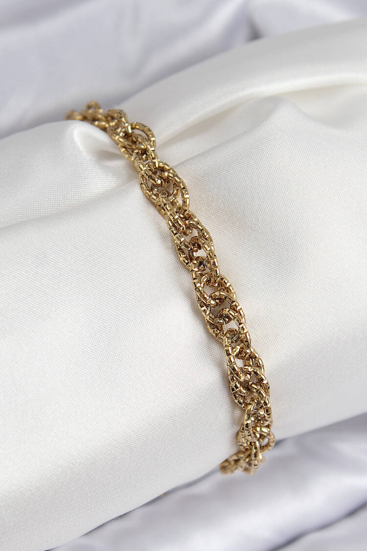 316l Steel Classic Forged Rope Chain Model Gold Color Women Bracelet - Brand: Ebijuteri - Women & Kids, Baby Clothes Wholesale - Globality Store