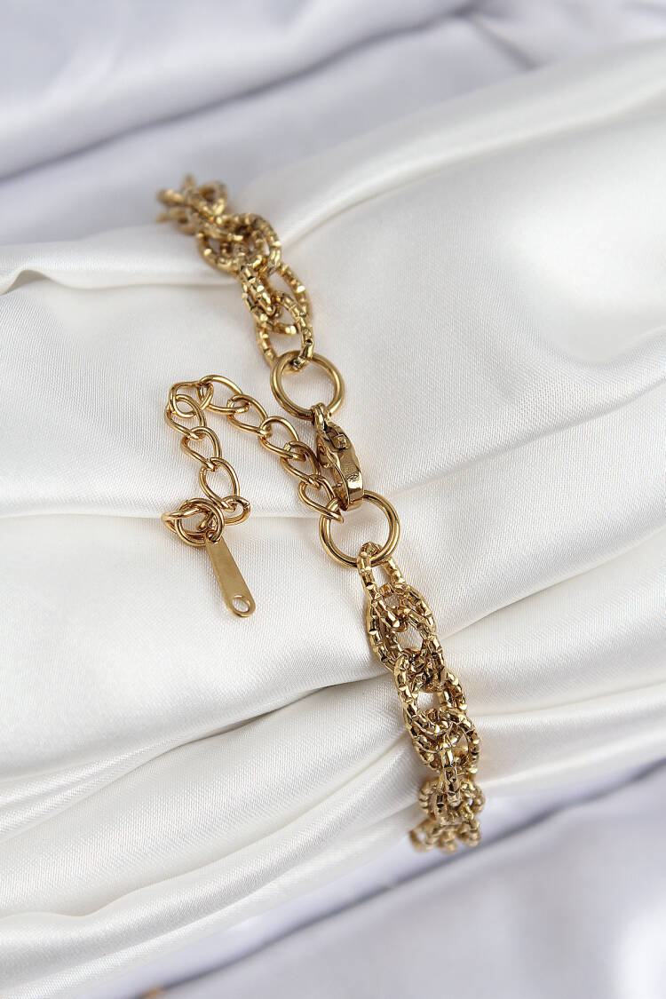 316l Steel Classic Forged Rope Chain Model Gold Color Women Bracelet