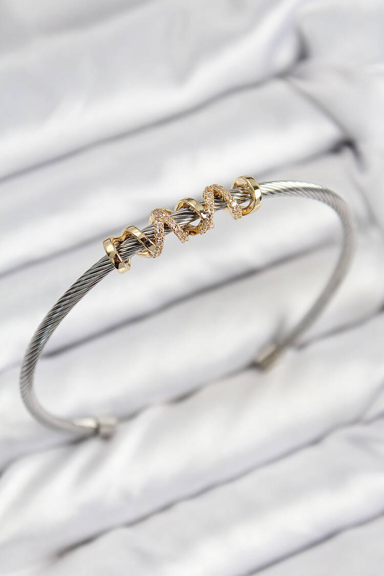 316l Steel Zircon Stone Model Gold And Silver Color Women Bracelet - Brand: Ebijuteri - Women & Kids, Baby Clothes Wholesale - Globality Store