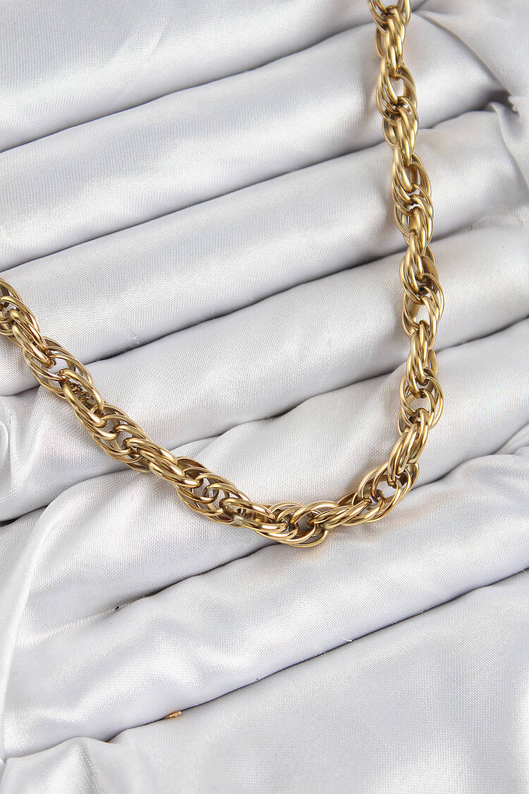 316l Steel Rope Model Gold Color Women Necklace - Brand: Ebijuteri - Women & Kids, Baby Clothes Wholesale - Globality Store
