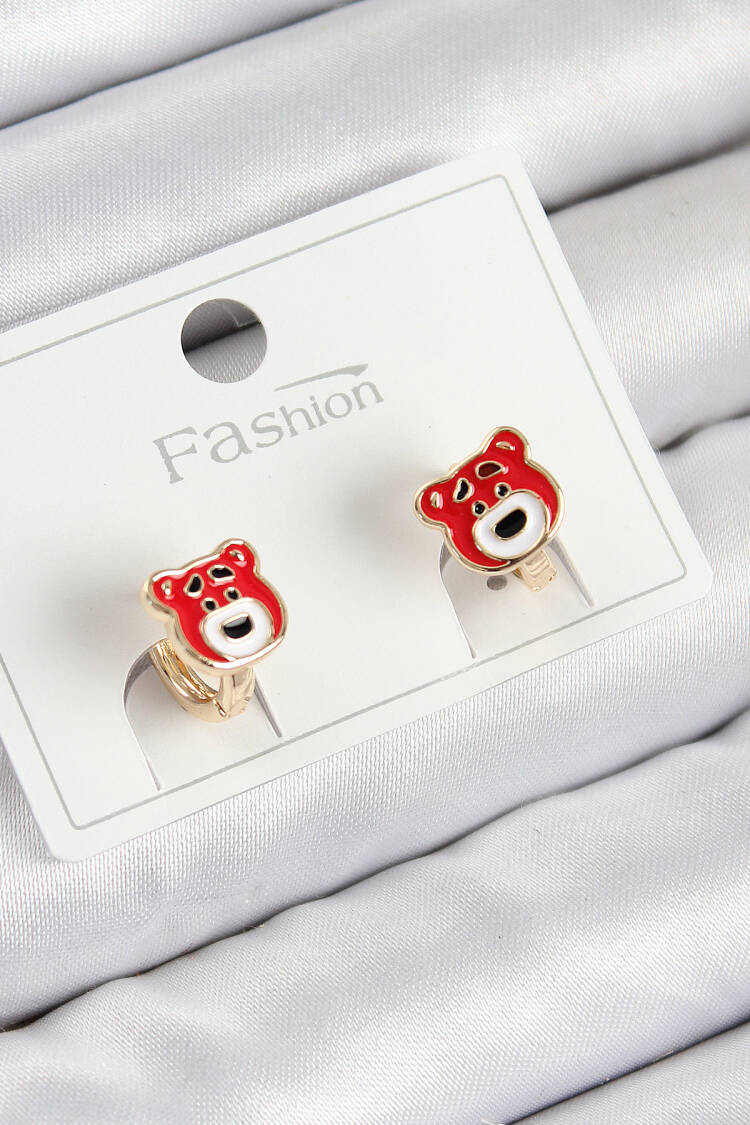 Brass Teddy Bear Model Gold Color Kids Earrings - Brand: Ebijuteri - Women & Kids, Baby Clothes Wholesale - Globality Store