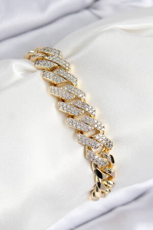 Cuba Model Gold Color Women's Bracelet With Vip Brass Zircon Stone - Brand: Ebijuteri - Women & Kids, Baby Clothes Wholesale - Globality Store