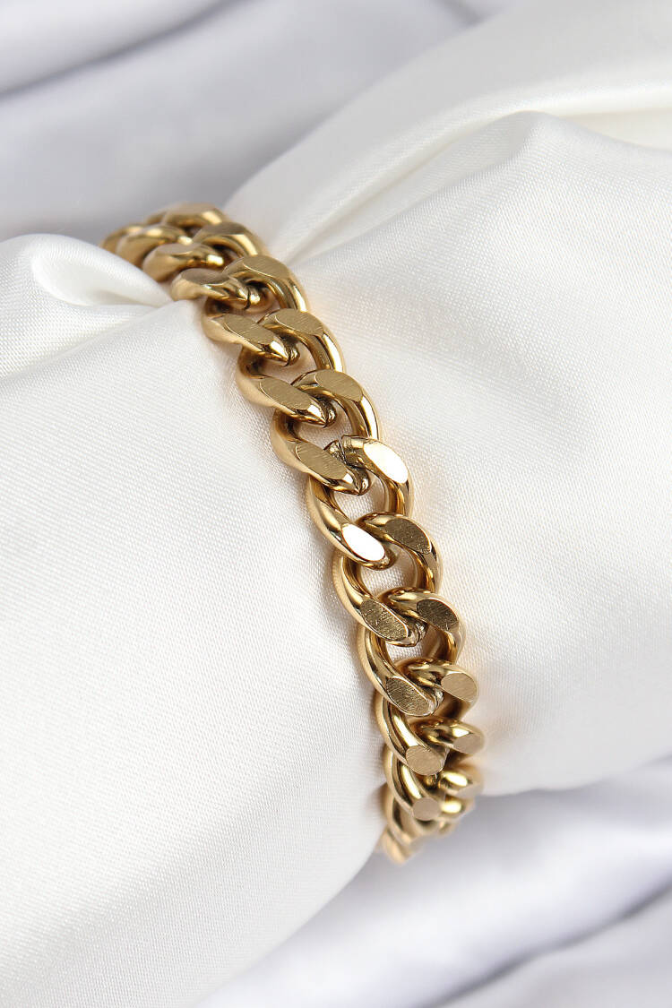 316l Steel Classic Thick Chain Model Gold Color Women Bracelet - Brand: Ebijuteri - Women & Kids, Baby Clothes Wholesale - Globality Store