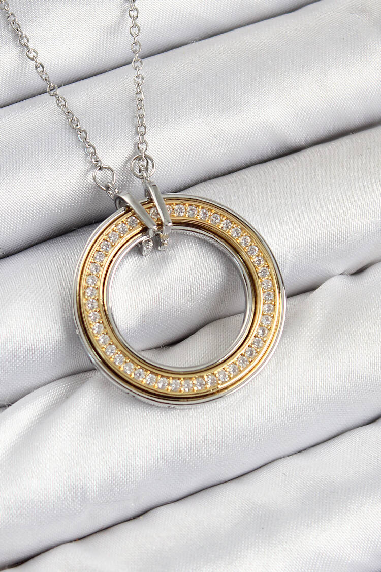 316l Steel Zircon Stone Swirling Circle Model Gold And Silver Color Women Necklace - Brand: Ebijuteri - Women & Kids, Baby Clothes Wholesale - Globality Store