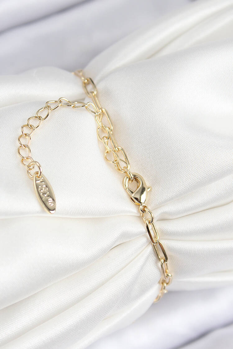 Brass Zircon Stone Pearl Oyster Pattern Gold Color Women's Bracelet