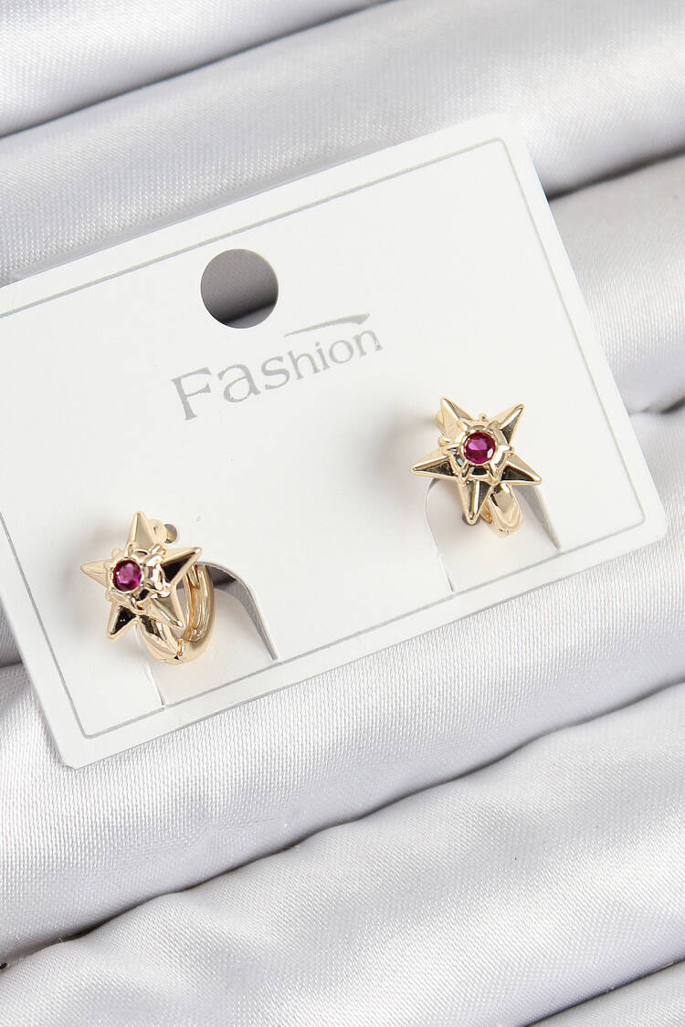 Brass Zircon Stone Star Model Gold Color Kids Earrings - Brand: Ebijuteri - Women & Kids, Baby Clothes Wholesale - Globality Store
