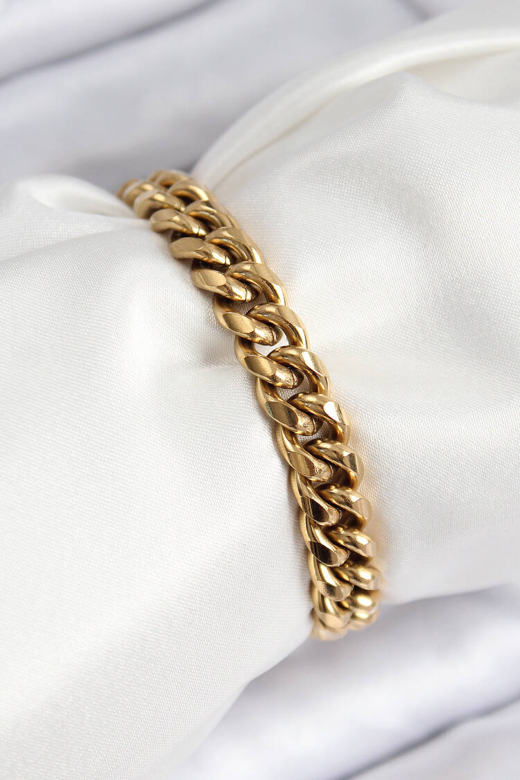 316l Steel Classic Thick Chain Model Gold Color Women Bracelet - Brand: Ebijuteri - Women & Kids, Baby Clothes Wholesale - Globality Store