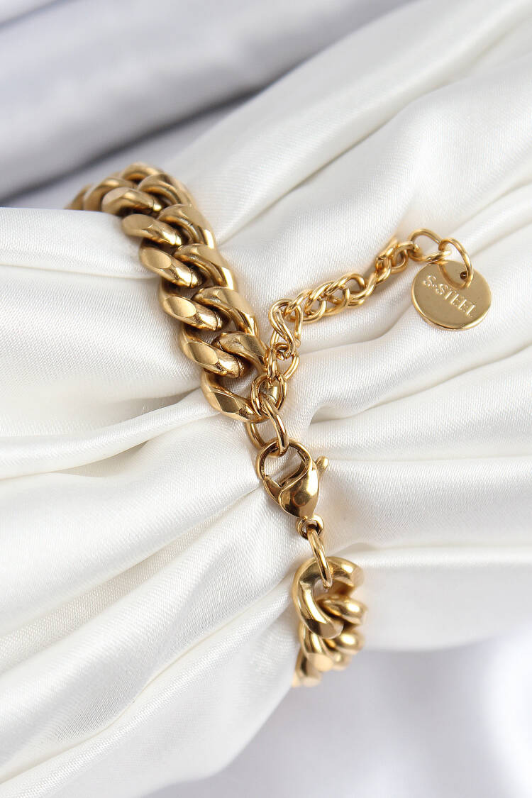 316l Steel Classic Thick Chain Model Gold Color Women Bracelet