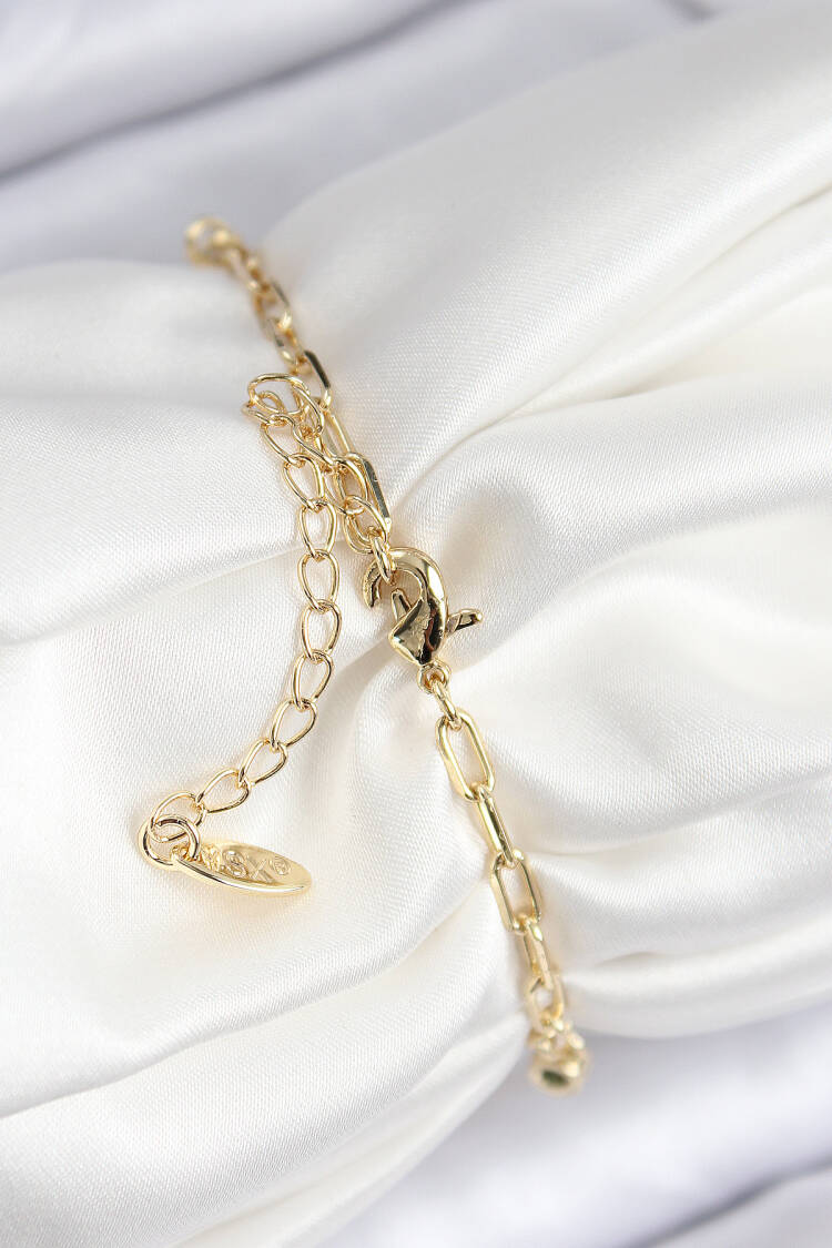 Brass Zircon Stone Oyster Pattern Gold Color Women's Bracelet