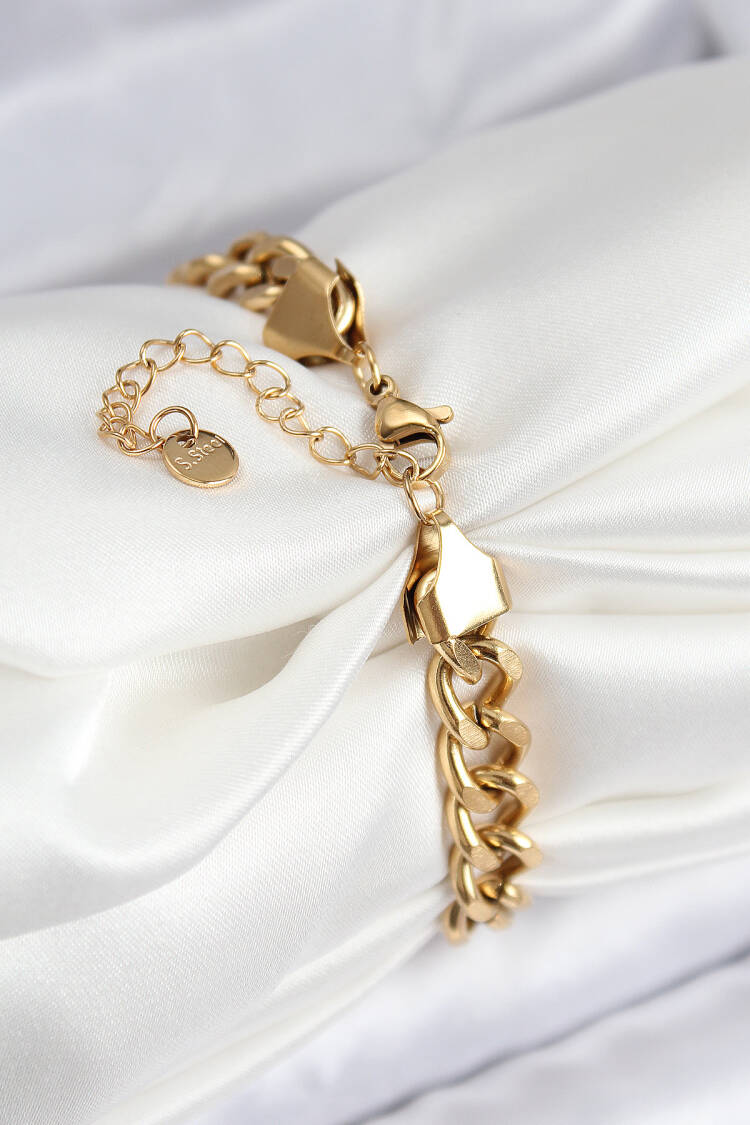 316l Steel Classic Thick Chain Model Gold Color Women Bracelet