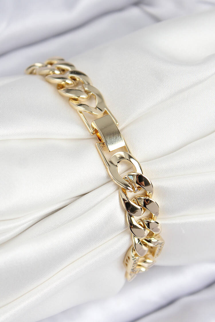 Vip Brass Zircon Stone Fragmented Chain Model Gold Color Women's Bracelet