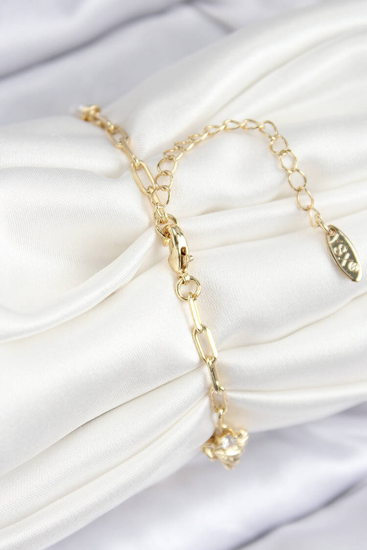 Brass Zircon Stone Sea Shell Pattern Gold Color Women's Bracelet