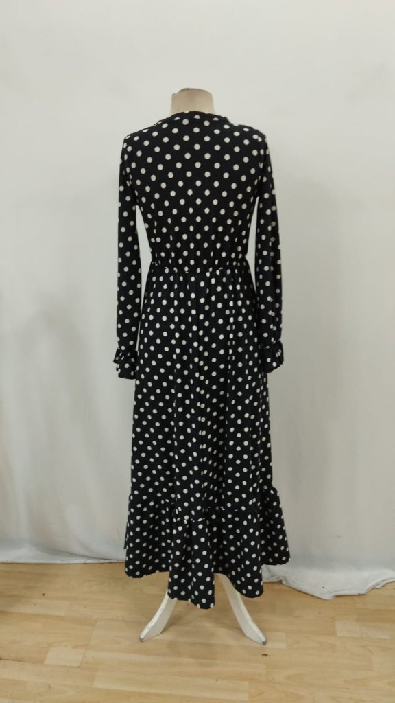 Black Polka Dot Fit And Flare Dress